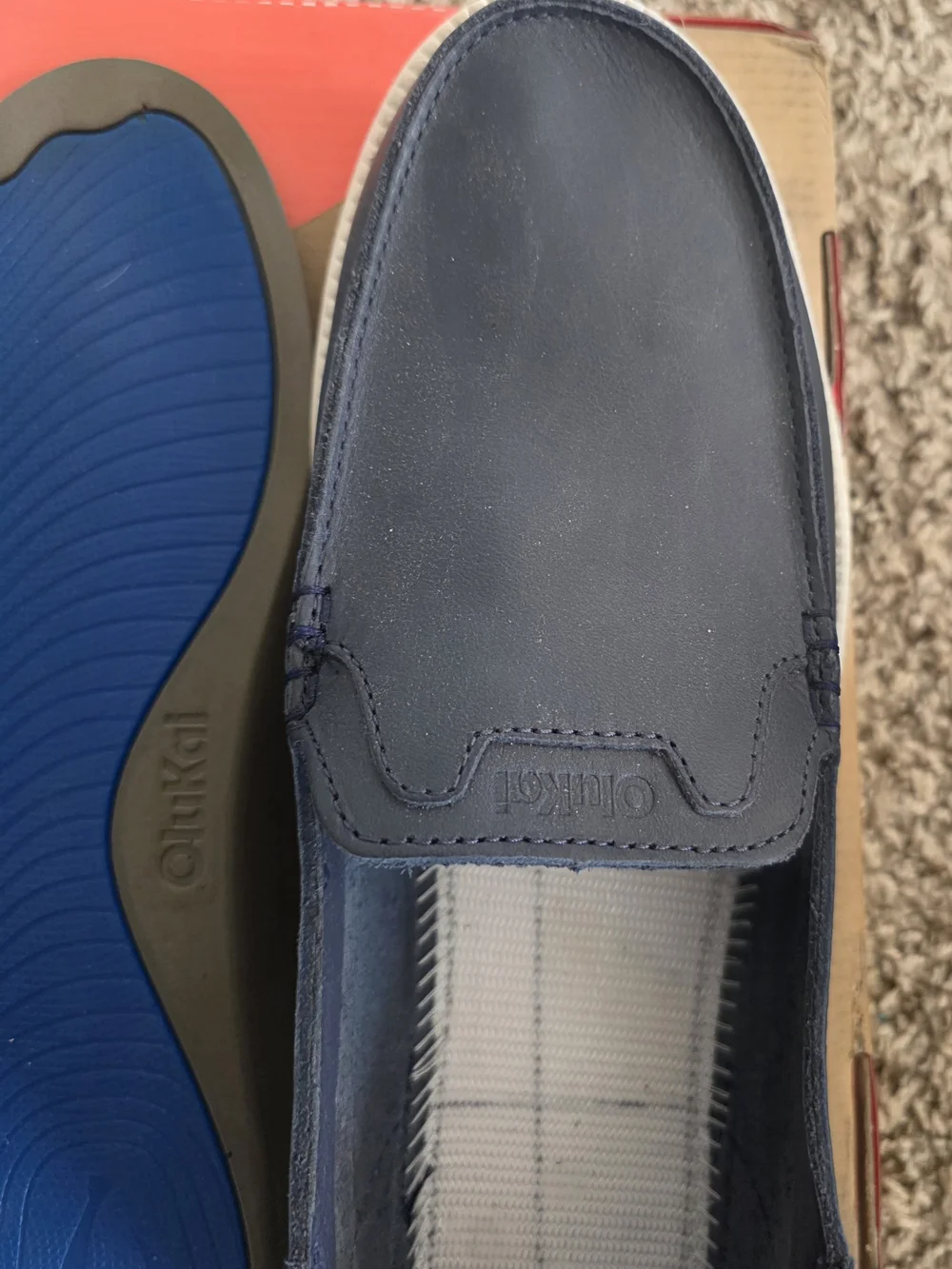 Olukai Men’s Navy Slip-On Loafers